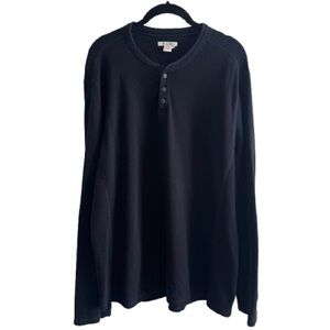 Carbon2Cobalt Long Sleeve Navy Blue Henley Soft Pullover Shirt Cotton Minimal